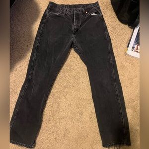 Black “distressed” wranglers